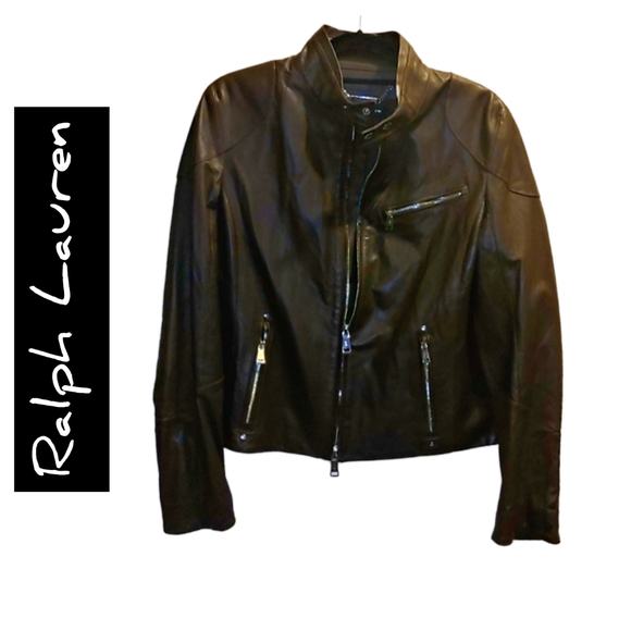 ralph lauren women's leather moto jacket